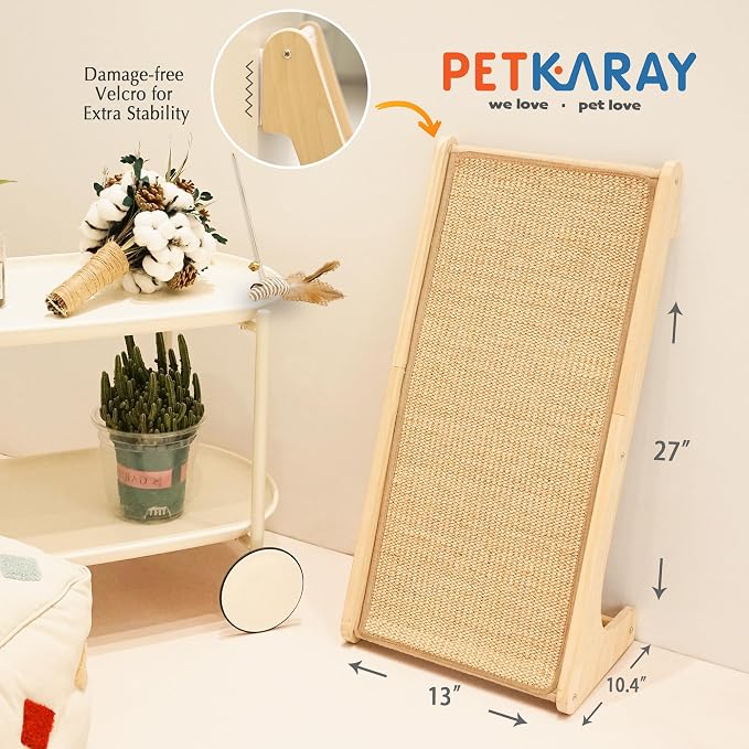 PETKARAY Cat Scratcher, Cat Sisal Scratching Ramp, L Shape Cat Scratch Pad for Indoor Cats, Wall Furniture Protector with Catnip Large - Image 7