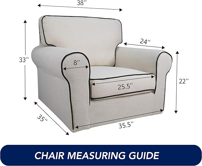 PureFit Reversible Chair Sofa Cover Dog Couch Covers for Sofa, 25.5 in | Blue/Ivory, Water Resistant Couch Protector, Washable Pet Couch Cover with Non Slip and Elastic Straps For Kids - Image 6