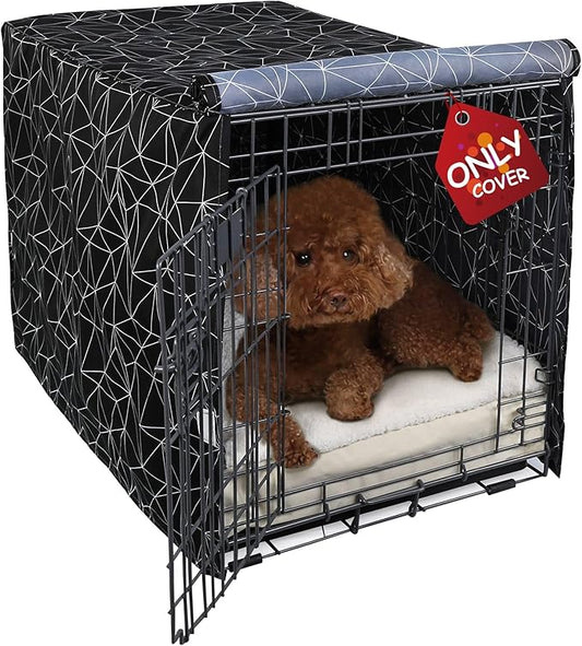 Explore Land Pattern Dog Crate Cover for 48 Inches Wire Cage, Heavy-Duty Polyester 1 2 3 Doors Standard Metal Pet Kennel Enclosure (Brief Polygonal) by ExploreLand