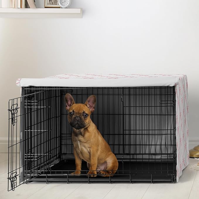 Sweet Jojo Designs 30in. Small/Medium Dog Crate Cover (Pink Bows) for Girls Pet Cage, Kennel Covers (Blush & White Elegant Designer Bow for the Ballerina, Dancer, Princess, Coquette Ballet Collection) - Image 2