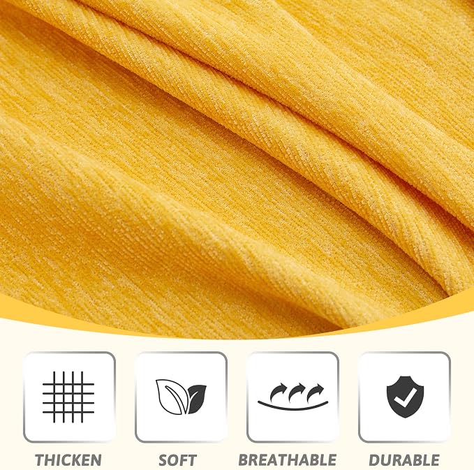MEETSKY L Shaped Sofa Covers Sectional Couch Covers for 2 Cushion Couch Recliner Couch Slip Cover Modern Style for Living Room Decoration Simply Put Sofa Slipcovers for Pets, 71" x 118", Yellow - Image 3