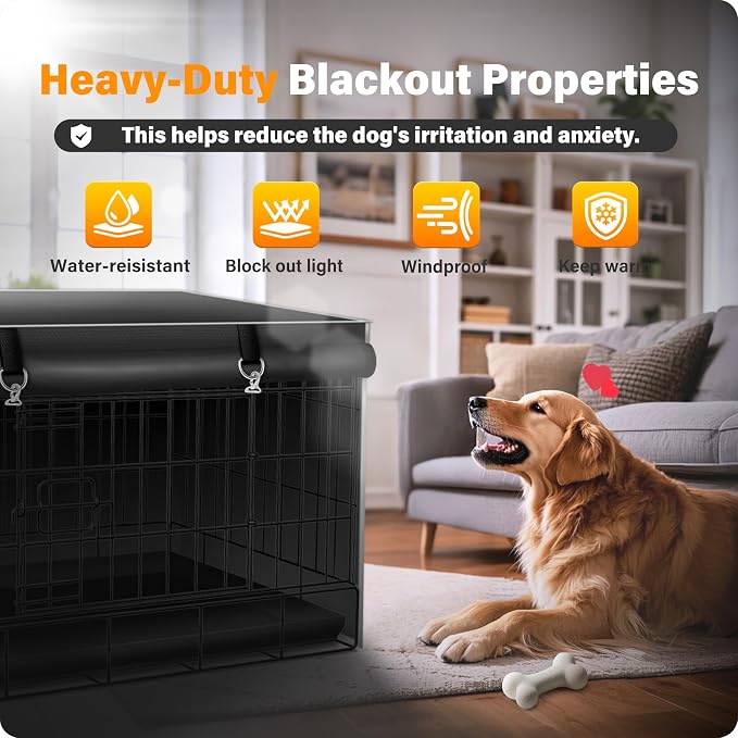 Dog Crate Cover, 1680D Heavy-Duty Oxford Fabric, Waterproof & Chew-Resistant for Aggressive Dogs, 24L×18W×20H Inches, Dual-Window Ventilation, All-Season Protection - Image 6