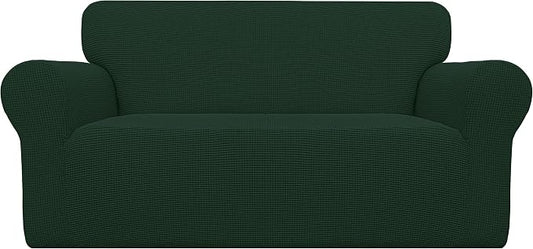 Easy-Going Stretch Oversized Loveseat Couch Covers Washable Dark Green | 1-Piece Large Loveseat Cover for 2 Cushion Couch Furniture Protector RV Sofa Slipcover Soft with Bottom for Kids Pets by Easy-Going
