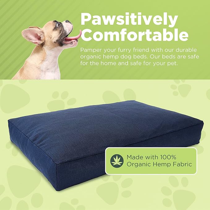 Medium - 36 x 24 x 5 - Cranberry Premium Org Hemp Dog Bed - CertiPUR Fill - Removeable Cover - Image 2