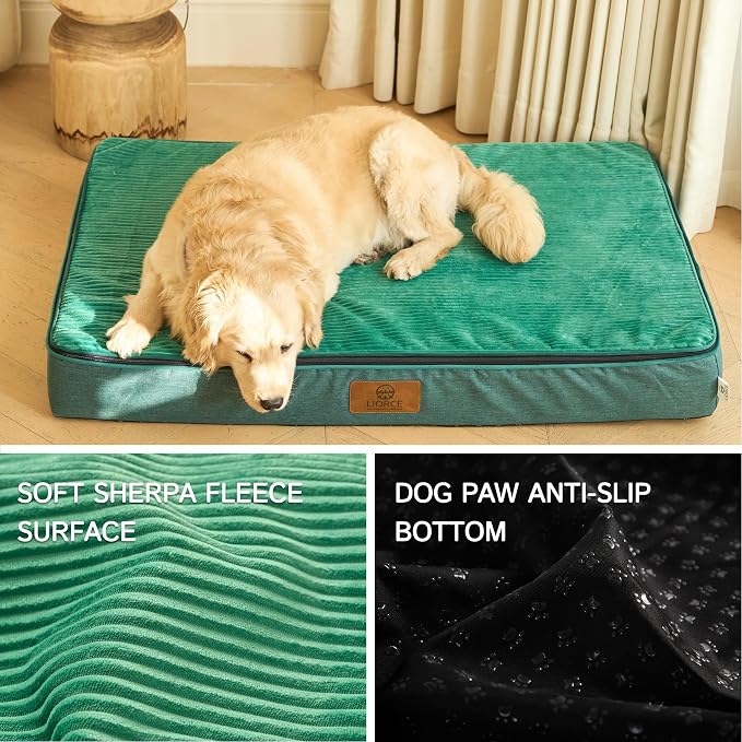 LIORCE Orthopedic Memory Foam XXL Dog Bed - 6" Thick Beds for Extra Large Sized Dog - Waterproof Removable Washable Cover & Wrap-Around Zipper - Ultimate Comfort & Easy Maintenance, Green - Image 5