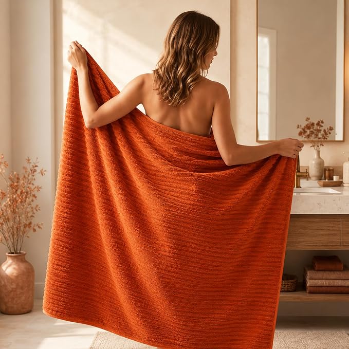 2 Piece Bath Sheets, 40"x80" Bath Towels, Burnt Orange | Extra-large size, Quick dry, Highly Absorbent, Lint Free，shower towels for bathroom gym spa，Big and Tall users - Image 3