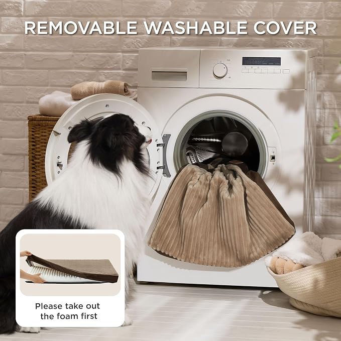 Bedsure ComfyFleece XXL Dog Bed for Crate with Washable Cover, 47x29 | Orthopedic Egg Crate Foam Pet Mat,Removable Cover, Nonslip Bottom,Not Waterproof,Not Chewproof,For Extra Large Breeds ≤100lbs - Image 5