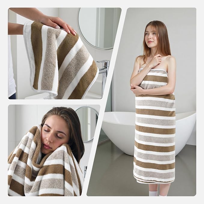 REDKISS 6-Piece Microfiber Bath Towel Set, Ultra Soft, Highly Absorbent & Quick Dry, 35x70 Inch Oversized, Brown Towels for Bathroom, Spa, Gym, 2 Bath 2 Hand 2 Washcloths - Image 7