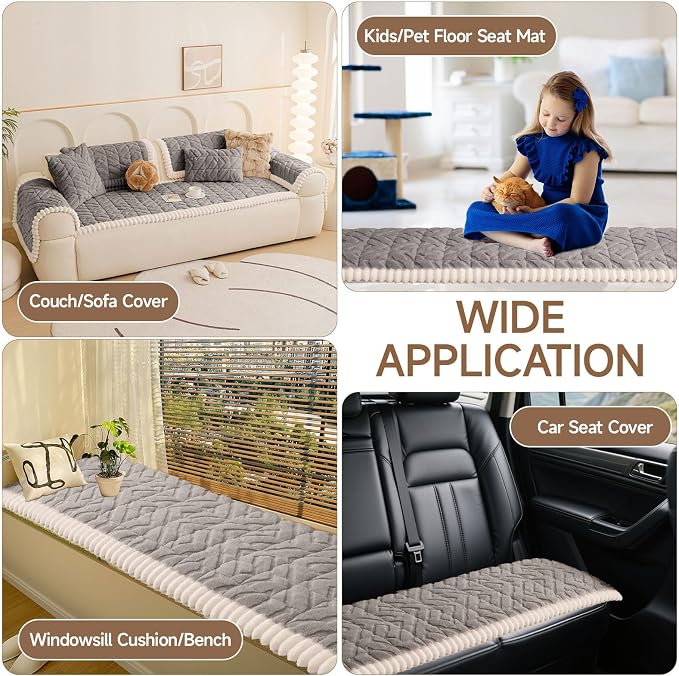 OTOB Couch Cover for Dogs Washable, Non Slip Loveseat Sofa Couch Protector | Gray, 27.6" x 47.2", Pet Friendly, All Seasons, Fuzzy, Modern Geometric Jacquard, Soft Breathable, Furniture Protector - Image 7