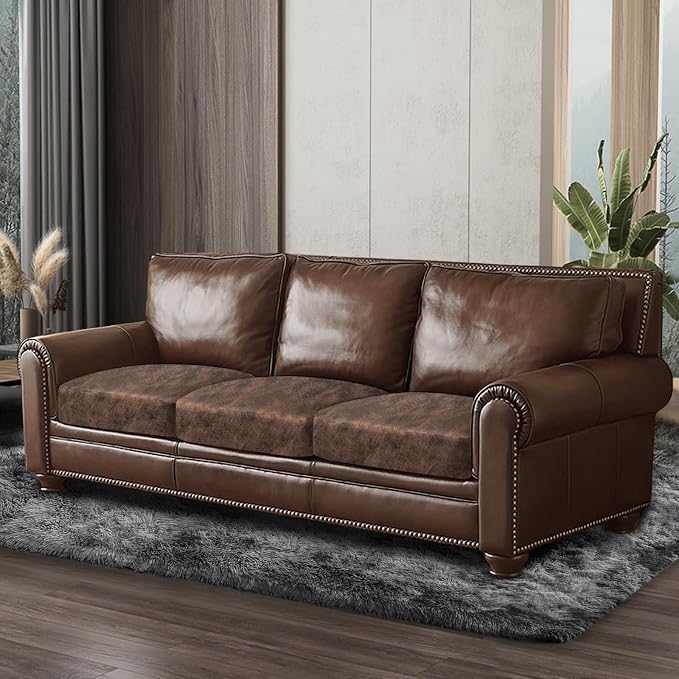 ANARACHON Leather Look Couch Cushion Covers Sofa Seat Slipcovers Sets Couches Furniture Protector for Sectional Armchair Loveseat Pets Kids Stretch Spandex Fabric (3 Cushion XL Sofa, Dark Brown) - Image 8