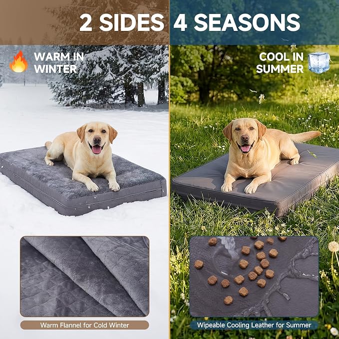 XXL Dog Bed, Waterproof Dog Crate Bed, Extra Large Kennel Pads, 47x29 | Kennel Pet Bed for Large Dogs with Removable Cover, Waterproof, Wipeable, Anti-Slip, Outdoor, Dark Grey - Image 3