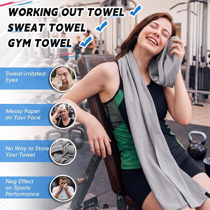 Mixweer 4 Pack Gym Microfiber Bath Towels 63"x32" Extra Large Shower Towel Lightweight Oversized Fast Drying Bathtowel for Gym Sports Travel Camping(Sky and Royal Blue, Gray, Lake Blue) - Image 4