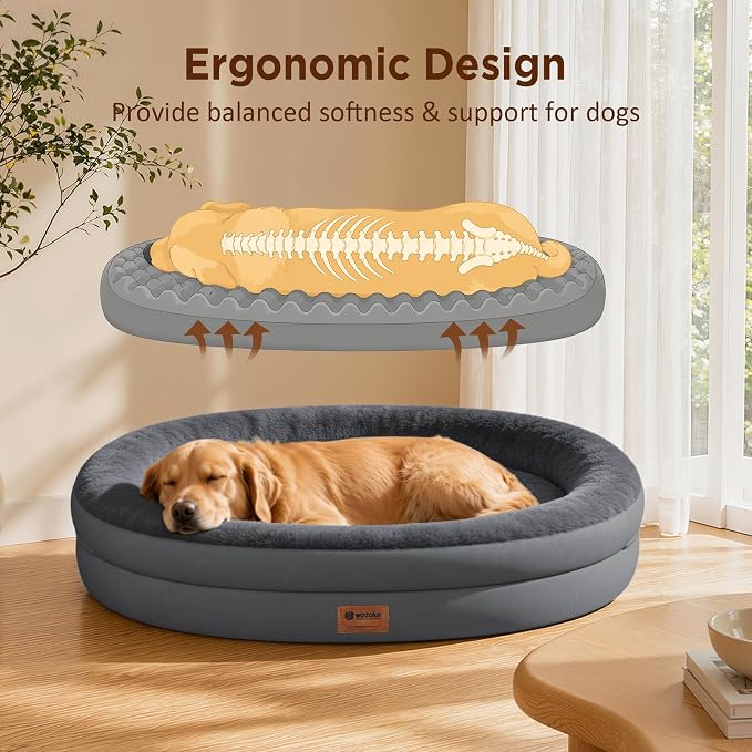 Waterproof Orthopedic Dog Bed for Extra Large Dogs, Dark Grey | Supportive Crate Foam Relieves Joint Pressure, 360°Bolsters, Waterproof Inner,Washable Cover, Non-slip Bottom - Image 7
