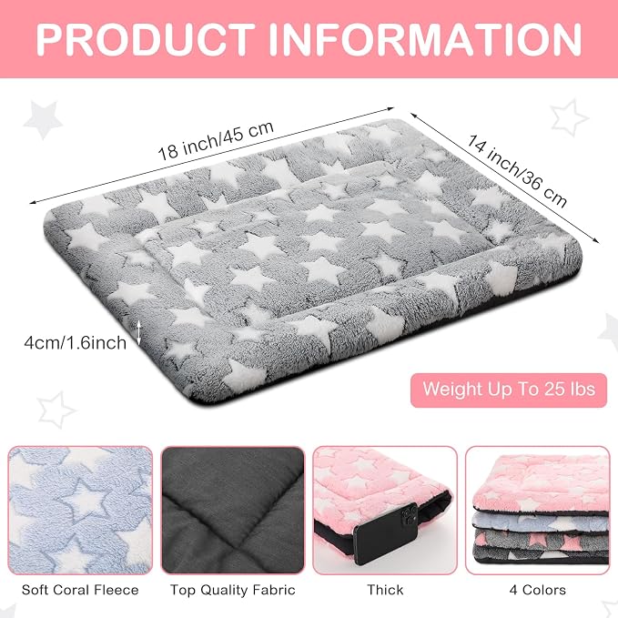 VitalCozy 4 Pcs Dog Crate Pads, Ultra Soft Warm Washable Anti-Slip Kennel Bed Mat for Pets, Reversible, Replaceable, Cage Liner for Small Medium Large Dogs and Cats(18 x 14 x 1.6 Inch,Star,Colorful) - Image 2