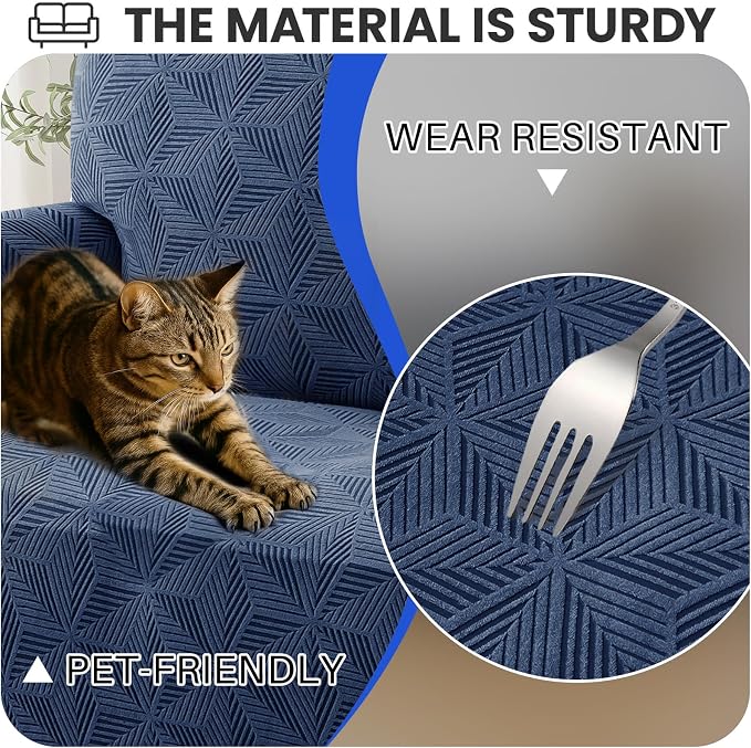 YEMYHOM 1 Piece Stretch Oversized Couch Covers for 4 Seat, Jacquard Extra Large Sofa Cover with Non-Slip Elastic Bottom, Thickened Slipcover Furniture Protector for Dogs Pets (X-Large, Navy） - Image 5