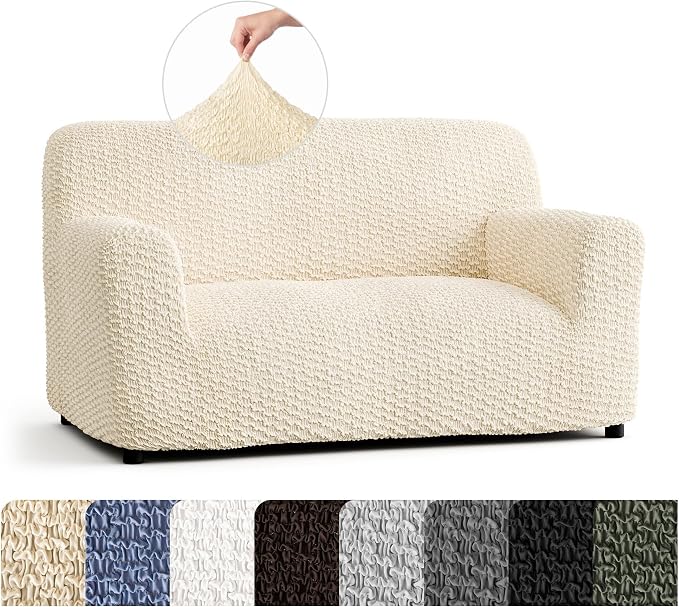 PAULTO BY GA.I.CO. Stretch Sofa Slipcovers – Soft Elastic Fabric Couch Cover for Armchair Loveseat 3-Seater & 4-Seater Sofa Cover – Non-Slip Furniture Protector Washable - Cream (40"-63" Wide) by PAULATOBYGAICO