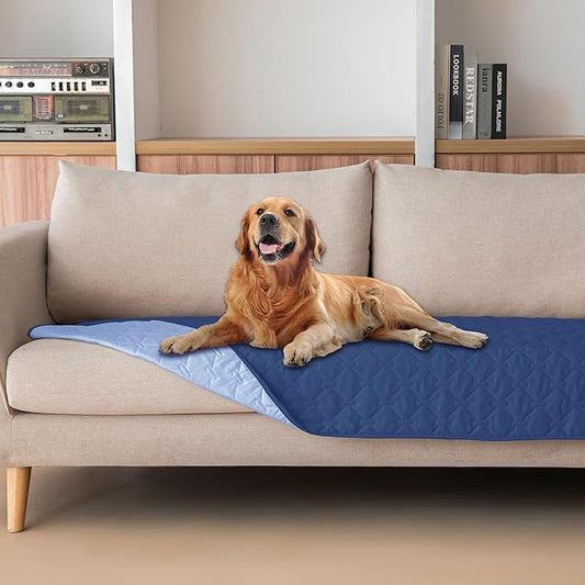 gogobunny 100% Double Sided Waterproof Dog Blanket Soft Pet Bed Cover Reversible Protect Furniture Couch Sofa Car for Puppy Large Dog Cat (Dark Navy/Light Navy, 30x70 Inch (Pack of 1)) by gogobunny