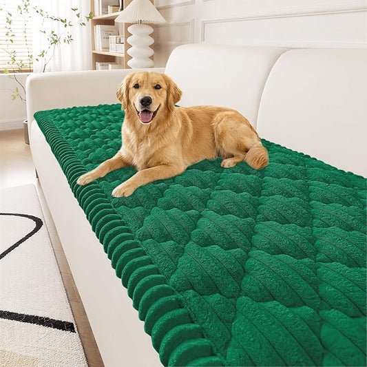 Smiry Couch Cover for Dogs Washable, Non Slip Fuzzy Pet Sofa Protector | Soft Thick Furniture Cover for Sofa, Loveseat and Sectional, Scratch & Pet Hair Resistant (Emerald Green, 27.6" x 59") by Smiry