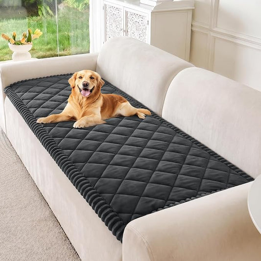 Deep Dream Pet Couch Covers for Dogs Washable, Fuzzy Couch Covers for 3 Cushion Sofa Pet Friendly, Non Slip Sofa Cover (Dark Grey, 27.6" x 82.7") by DeepDream