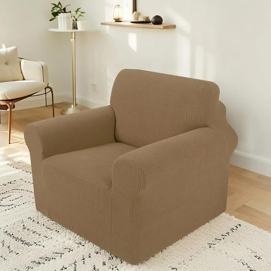 Stretch Recliner Chair Cover for Armchair, Small, Sand | Chair Covers For Living Room, Furniture Protector With Non Skid Foam, Elastic Bottom, Slipcovers For Kids, Dogs by LuxshareHome