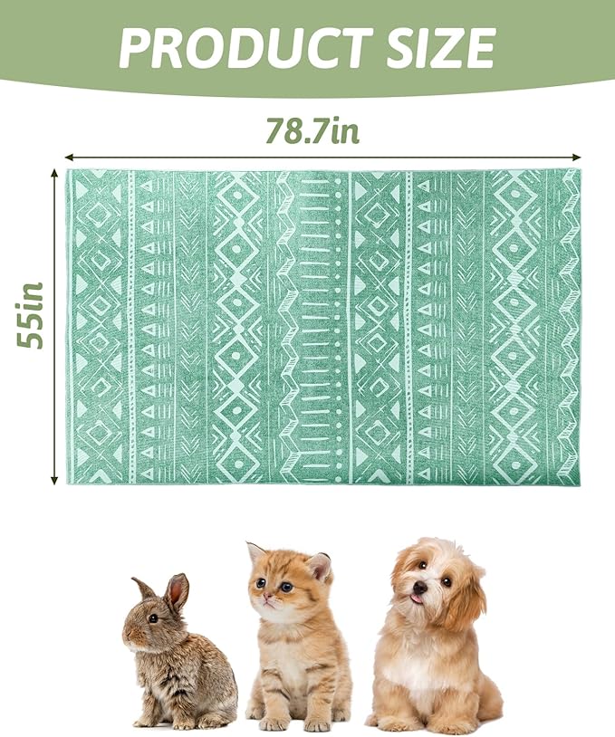 BNOSDM 79" X 55" Washable Bunny Cage Liners Large Rug for Rabbits Large Non Slip Pad for Bunnies Resuable Rabbit Cushion for Chinchillas Cats Guinea Pigs Ferrets Dogs - Image 2