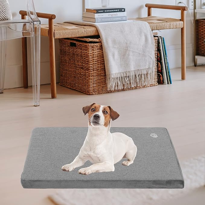 EMPSIGN Dog Bed Mat Crate Pad Mattress, Ultra Soft Pet Kennel, Grey, M | Reversible(Cool & Warm), Waterproof Linings, Removable Machine Washable Cover, for 30" Dog Crate, Firm Support - Image 5