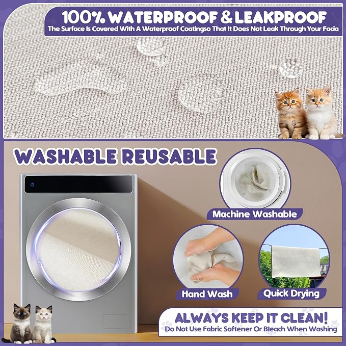 Loiion Cat Scratch Proof Furniture Protector Waterproof Sofa Cover 150"x71" | Pet-Friendly Couch Protector, Anti-Scratch & Anti-Slip Sofa Cover For Cats Dogs Kids, Machine Washable - Image 8