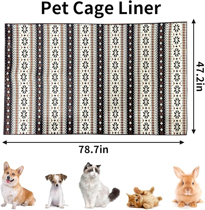 VCEPJH Large Rabbit Floor Mats for Indoor Rabbit Cage Liners Washable 78.7"X47.2" Reusable Bunny Rugs for Playpen Pad Soft Animal Cage Flooring Anti Slip Pet Carpet for Ferret Guinea Pig Bedding - Image 2