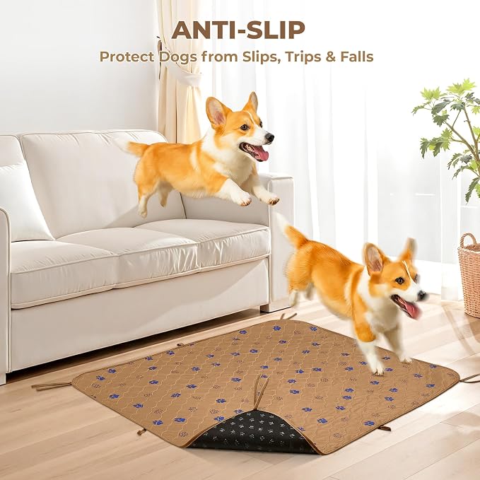 Fostanfly Washable Pee Pads for Dogs, 2 Pack 48"x48" Add 8 Lanyards, Brown | Reusable Potty Training Pads for Dogs, Waterproof, for Playpen, Crates & Furniture - Image 4
