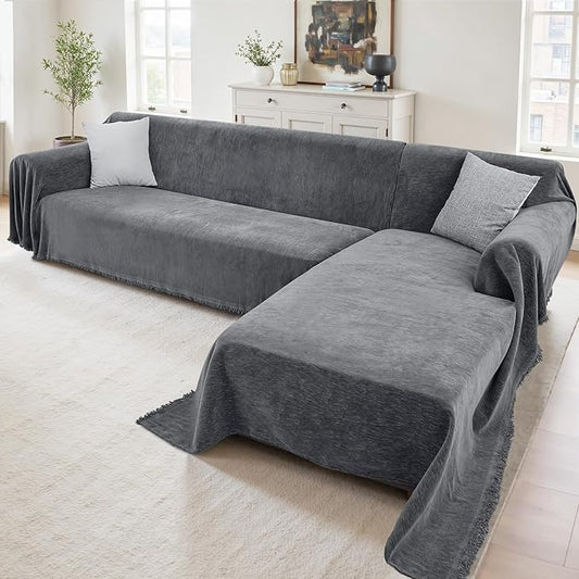 2 Pieces Sectional Couch Covers L Shaped Cover XL Dark Gray | Thick Washable Fabric for L Shaped Sectional Sofa, Anti-Pet Hair, Stain & Wear Resistant, Easy Care & Installation by Unknown