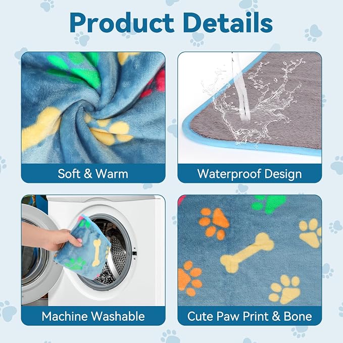 YUEPET 3 Pack Waterproof Guinea Pig Blankets Washable Small Animal Fleece Cage Liners Soft Pet Mat Pigs Bedding for Hamster Rabbit Chinchilla Ferret 35''×24'', Blue+yellow+black - Image 4