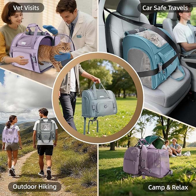 Lollimeow Expandable Cat Carrier Backpack for Large Cats - Airline Approved Pet Carrier Backpack for Small Dogs, Hiking & Travel, Waterproof with Breathable Mesh, 22lbs Capacity (Dark Grey, Large)
