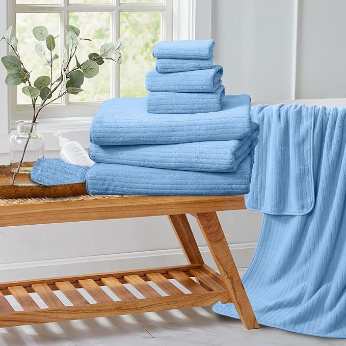 Extra Large Bath Sheet Set of 4,Ultra Soft Fluffy Towel,35”x 70”Oversized Bath Towel Set,Premium Microfiber Bathroom Towel Set Highly Absorbent Quick Dry Shower Towel for Bathroom,Hotel,Spa (Blue) - Image 2