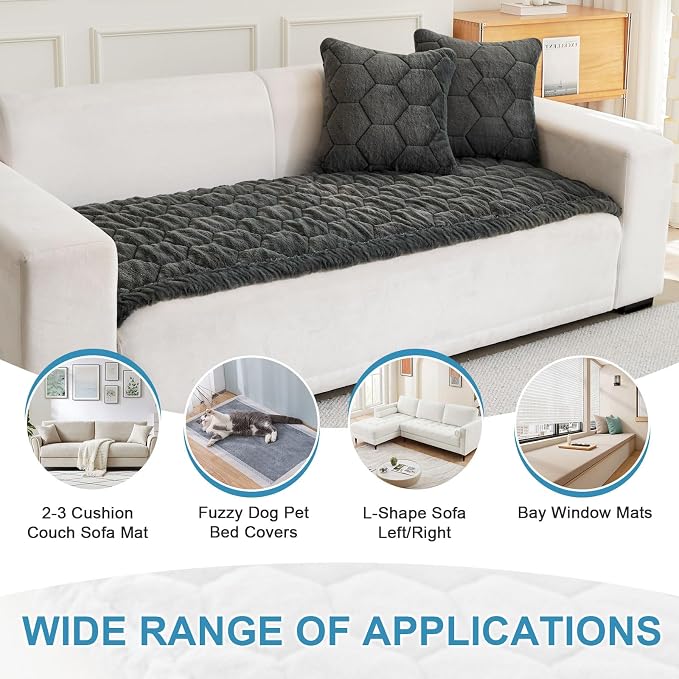 GKXLH Thick Sofa Cover Washable - Soft Flannel Universal Sofa Covers 2 3 4 Seater, Non-Slip Sofa Slipcovers, New Couch Covers Corner Sofa Cover Furniture Protector for Living Room (Dark Grey 70x180cm) - Image 3