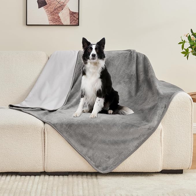 Waterproof Blanket 60"x80" for Adults Pets, Grey/Light Grey | Reversible Waterproof Bed Cover for Dogs Cats Pets, Soft Leakproof Blanket for Bed Couch Sofa, Furniture Protector - Image 6