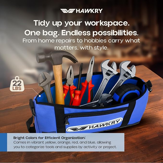 HAWKRY Oxford Waterproof Tool Bag – Small Tool Bag and Tool Pouch, Fishing Bag, Travel Pouch, Compact, Durable Small Travel Bag, Multipurpose Tool Bags for Men for Work, Fishing and Travel - Image 4