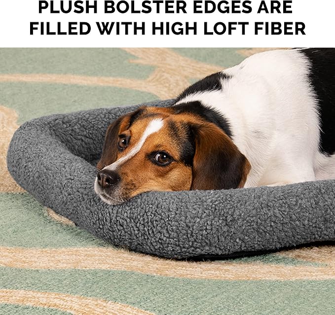 Furhaven Dog Bed for Large Dogs, 100% Washable, Sized to Fit Crates - Sherpa Fleece Bolster Crate Pad - Gray, Extra Large/XL, 42.0"L x 26.0"W x 3.0"Th - Image 10