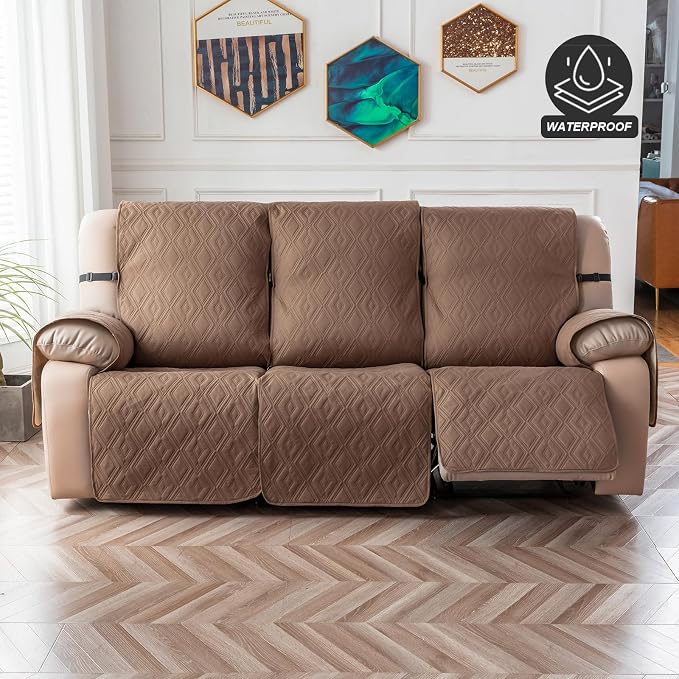 Genina Waterproof Couch Cover for Reclining Couch 3 Seater Non-Slip, Washable Recliner Sofa Covers for 3 Cushion Couch, Furniture Covers Couch Protector for Dogs Pets Kids (Camel, Recliner Sofa) - Image 8