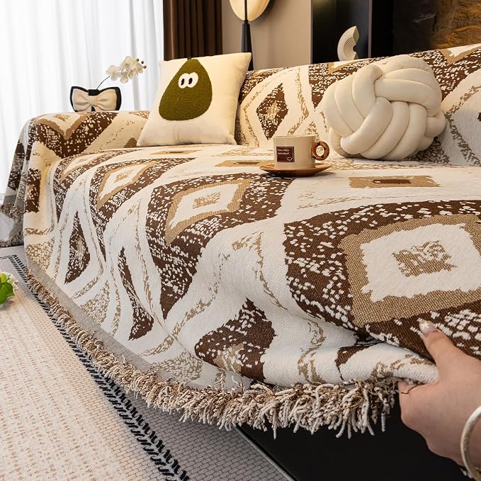 ROOMLIFE Couch Cover Boho Sofa Covers for 3 Cushion Couch Washable | Furniture Protector Sofa Couch Cover for Dogs, Soft Breathable Sofa Slipcover, Couch Throw Blankets with Tassels 71''X134'' - Image 7