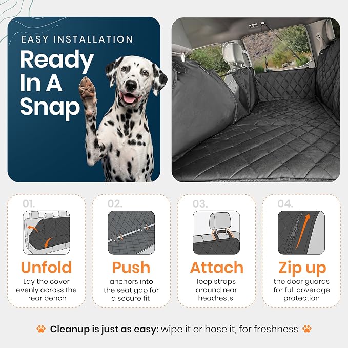 4Knines Back Seat Extender for Dogs, Hard Bottom Waterproof Backseat Protector with EZ Door Guard (Black, Regular) - Image 5