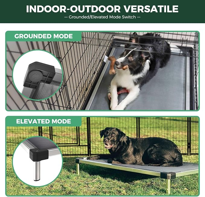 FXW TitanNest Chew-Proof Elevated Dog Bed, Raised Cot for Indoor/Outdoor/Camping Use, Durable & Washable Padded Pet Bed for Extra-Large Dogs, 56.0" L x 31.0" W x 7.3" H, Black - Image 2