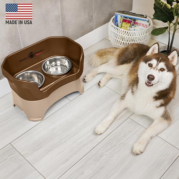 Neater Pet Brands Neater Feeder Deluxe Mess Proof Dog Bowls Elevated for Large Dogs Over 40 lbs, Made in USA, No Spill Raised Dog Food Bowl Stand Feeding Station, Food and Water Bowl Set, Bronze - Image 2