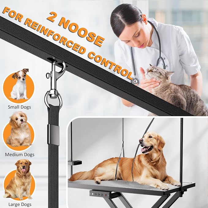 50" Professional Electric Lift Dog Grooming Table Heavy Duty | Dog Grooming Table with Roller, Adjustable Overhead Arm and Tool Organizer for Home & Commercial Use - Image 2