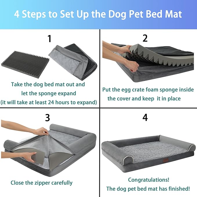 Grey 42''x30''x7.5 Large XL Orthopedic Plush U Shape Dog Bed | Soft, Waterproof, Egg Foam, Pet Crate Beds Mat, Kennel Pads, Removable Washable Cover,Non-Slip Bottom,Anti-slip oxford fabric - Image 5