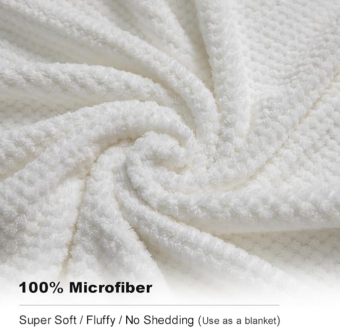 2 Piece Hand Towels Set,100% Microfiber - Quick Dry, Thick, Soft, Plush and Highly Absorbent Luxury Hotel & Spa Bath Towel for Bathroom, Pack of 2 (White) - Image 3