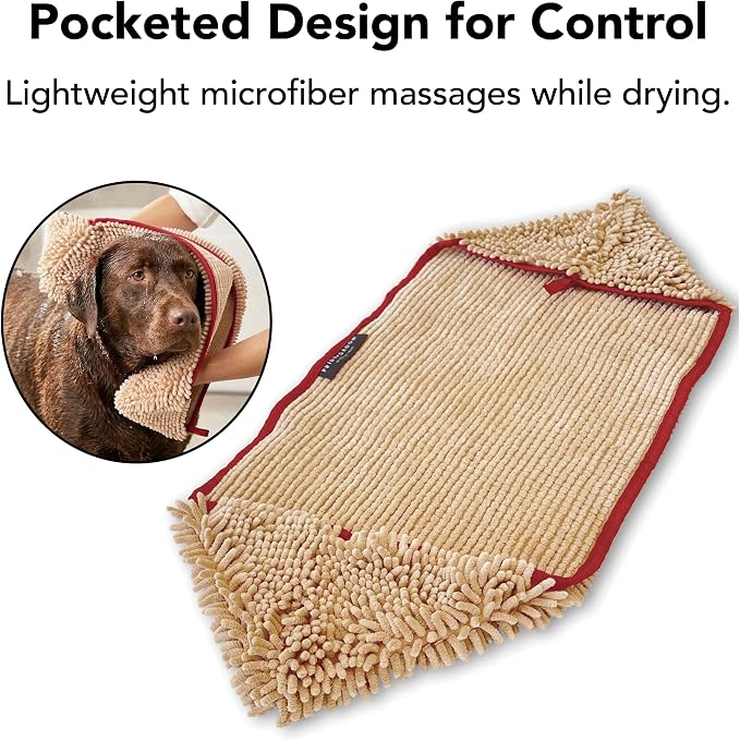 PRIDE AND GROOM The Towel – Thick, Soft, Super Absorbent Microfiber Towel for Dogs & Pets that is Quick Drying, Holds 7 Times its Weight in Water and Has Dual Pockets for Your Hands - Image 7