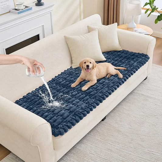 Waterproof Dog Couch Cover, Non Slip Pet Sofa Protector, Thick Fuzzy Couch Cover for Dogs, Machine Washable Furniture Protector, Scratch Resistant Pet Couch Mat(Berlin Blue, 28" x 59"/70 x 150cm) by Taque