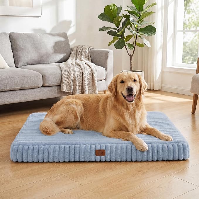 Orthopedic Dog Bed for XXL Jumbo Dog, Waterproof Pet Bed,Non-Slip Bottom and Egg-Crate Foam with Removable Washable Cover Crate Bed,Blue,47"x29"x4" by DOPEDIO