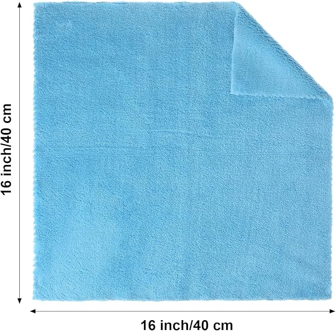 Shimeyao 30 Pcs 16 x 16 Inch edgeless Microfiber Plush Towels for Cars Detailing Drying Wash Polishing Absorbent Cleaning Cloths, 500 GSM (Light Blue, White, Yellow) - Image 2
