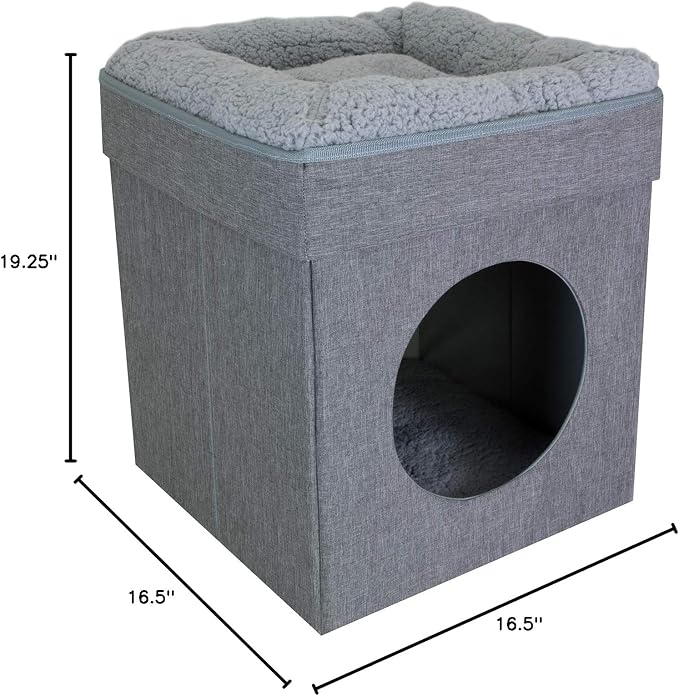 Kitty City Indoor Cat Cube Furniture, Gray Cube - Image 4